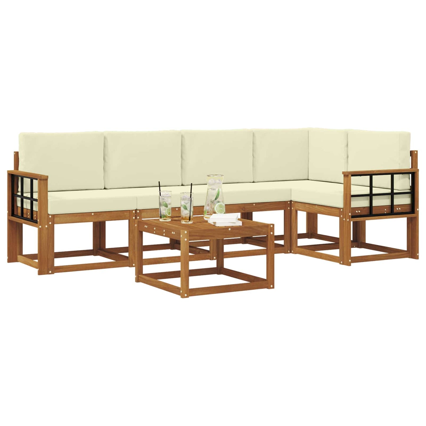 Outdoor-Sofagarnitur 6 stk. Natur und Creme