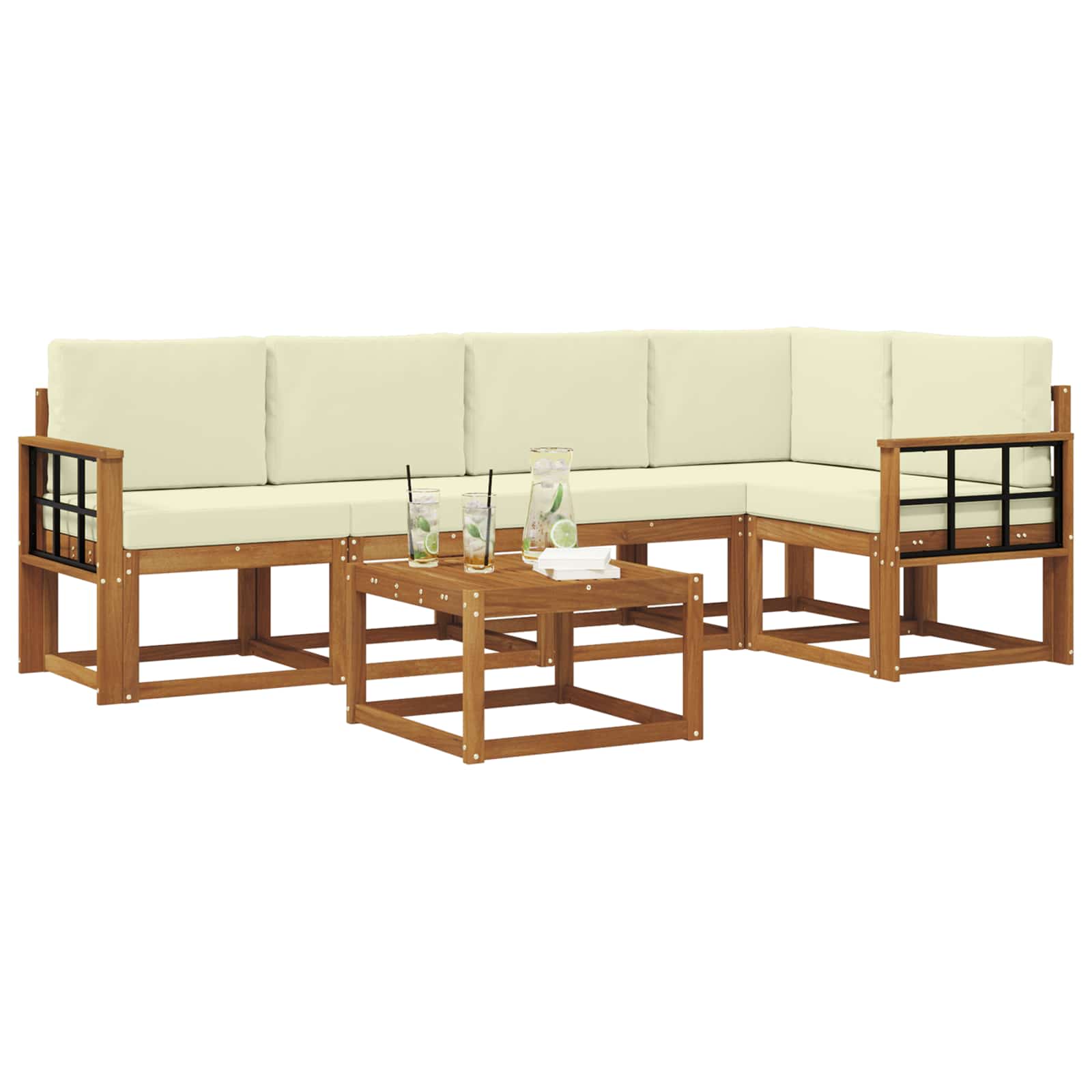 Outdoor-Sofagarnitur 6 stk. Natur und Creme