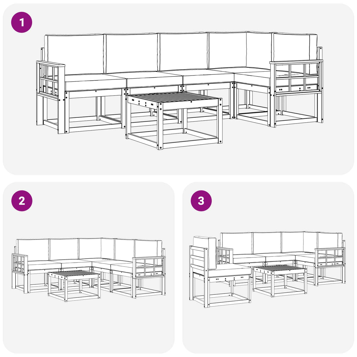 Outdoor-Sofagarnitur 6 stk. Natur und Creme