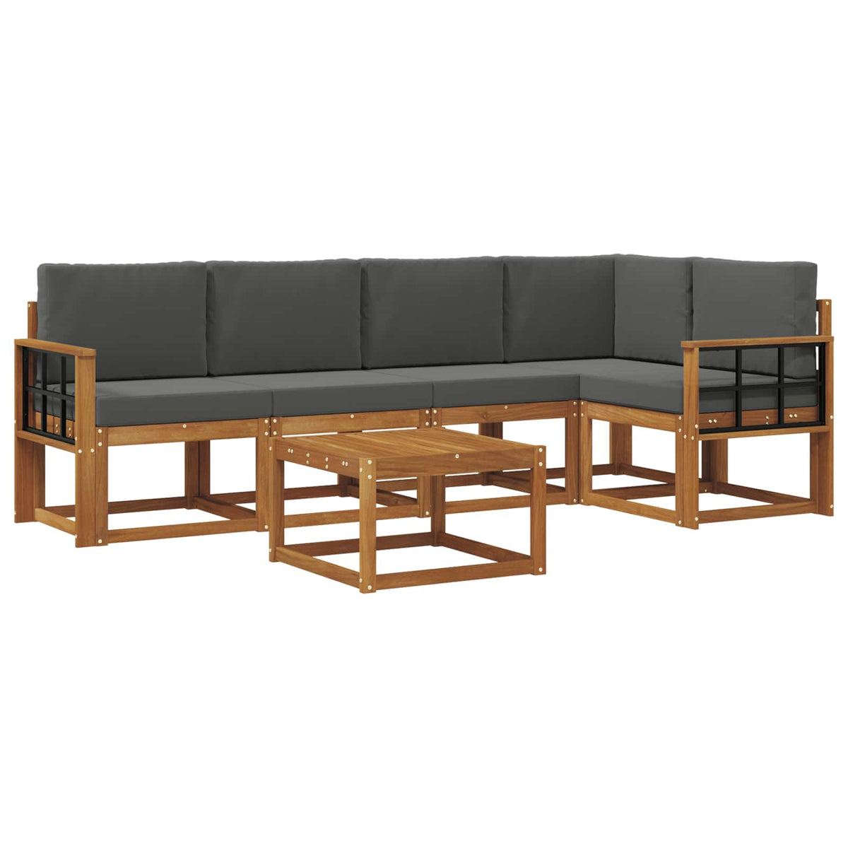 Outdoor-Sofagarnitur 6 stk. Natur und Anthrazit