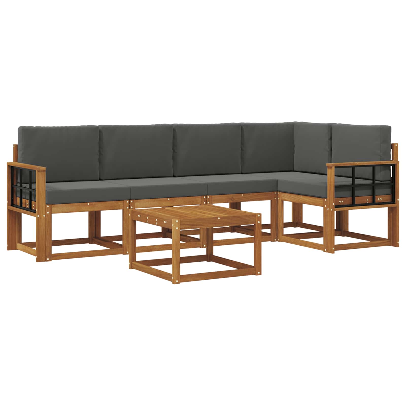 Outdoor-Sofagarnitur 6 stk. Natur und Anthrazit
