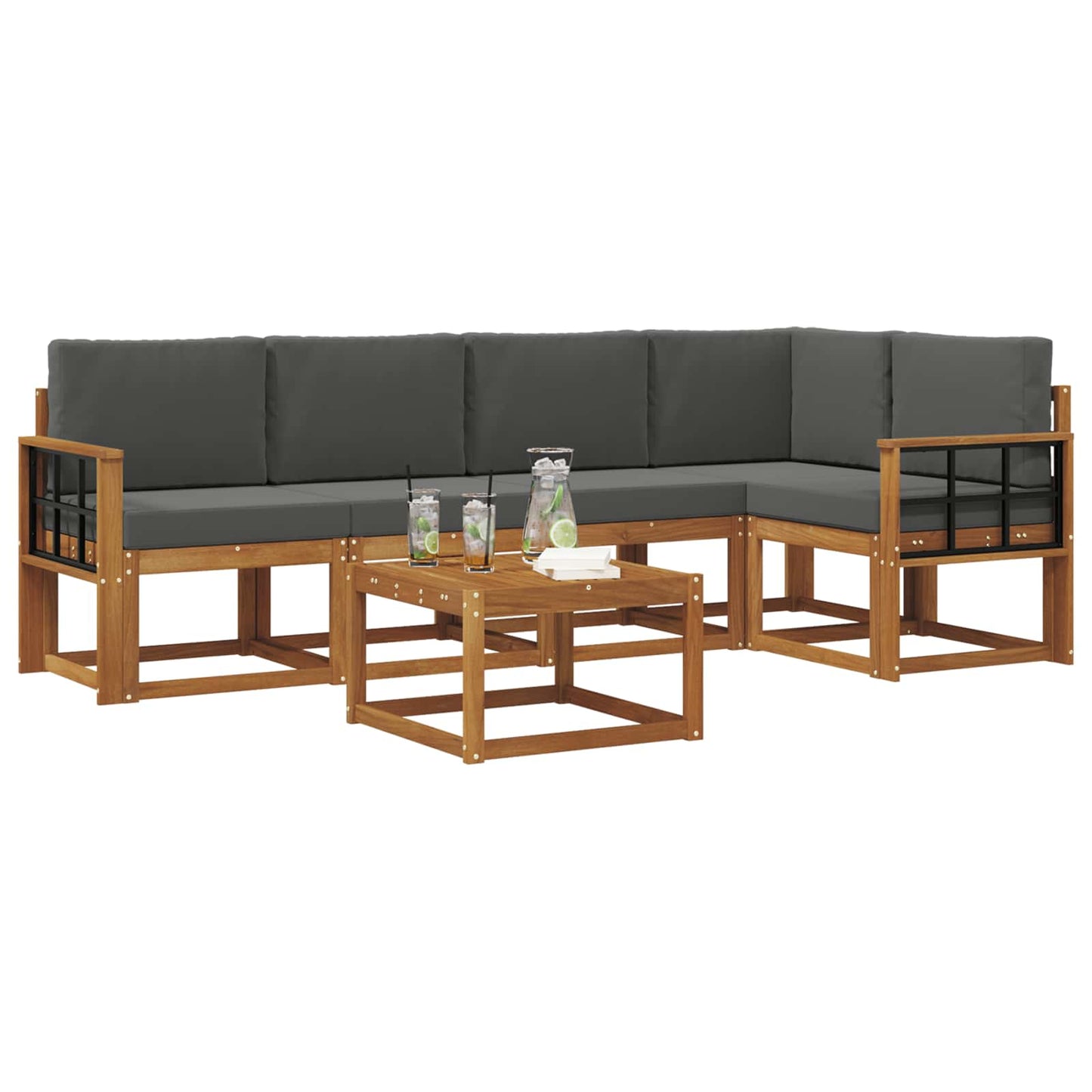 Outdoor-Sofagarnitur 6 stk. Natur und Anthrazit
