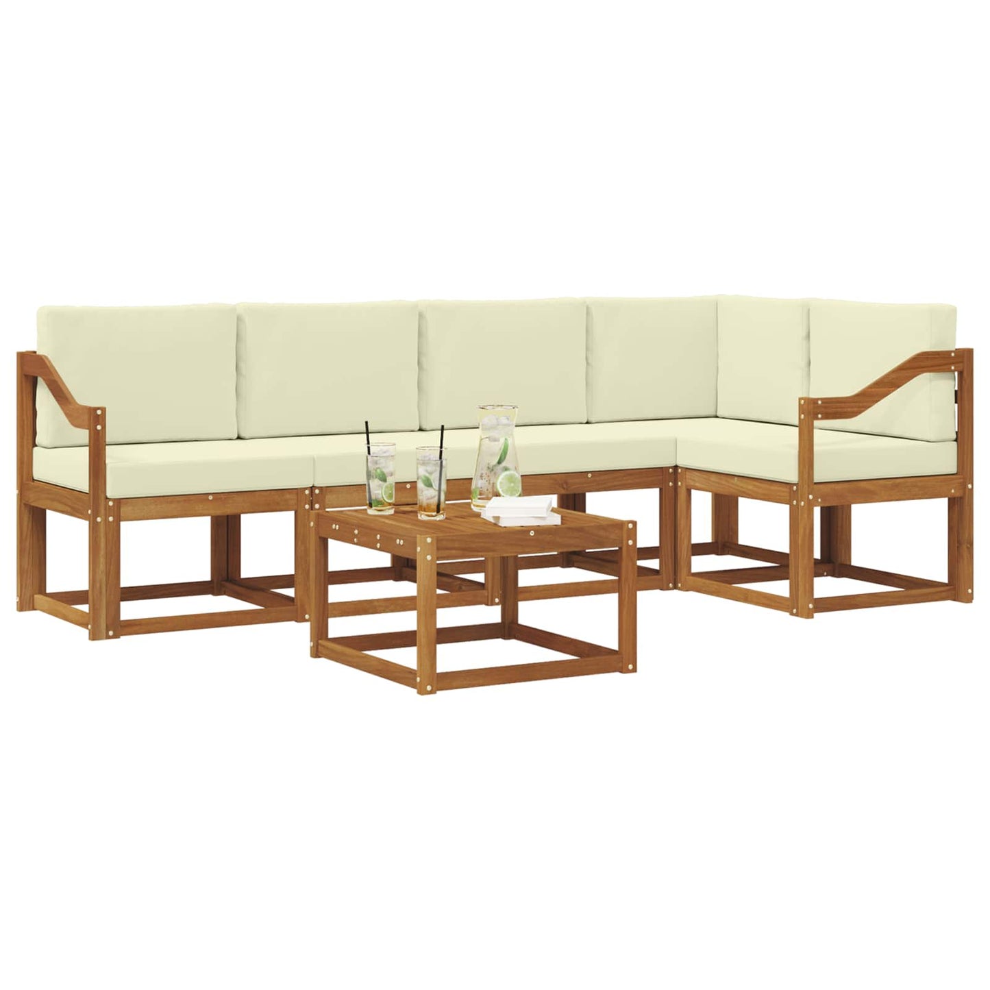 Outdoor-Sofagarnitur 6 stk. Natur und Creme
