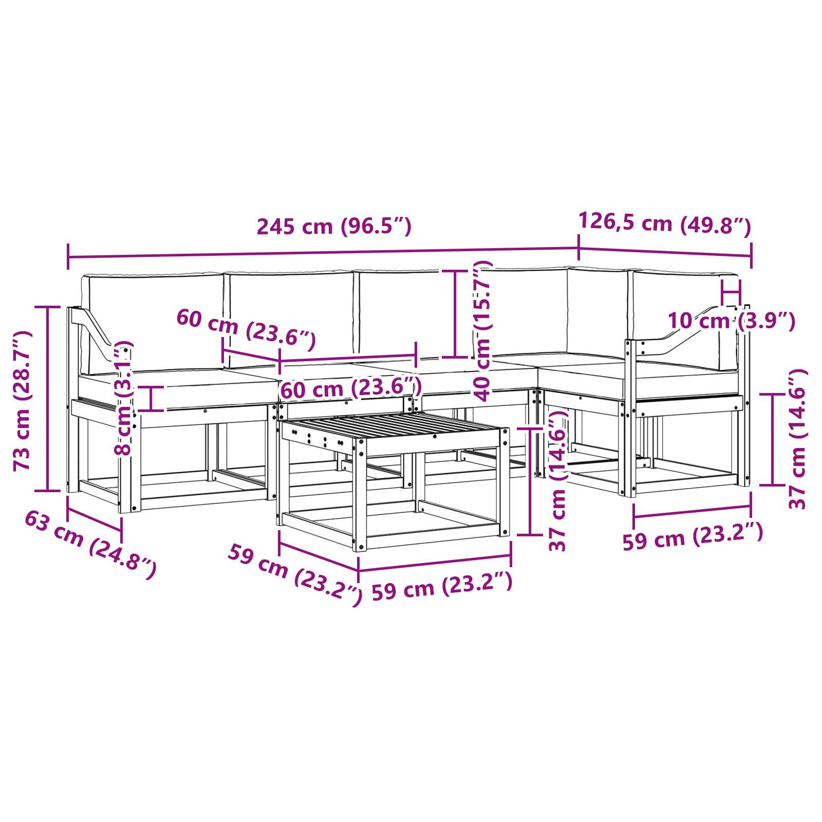 Outdoor-Sofagarnitur 6 stk. Natur und Creme
