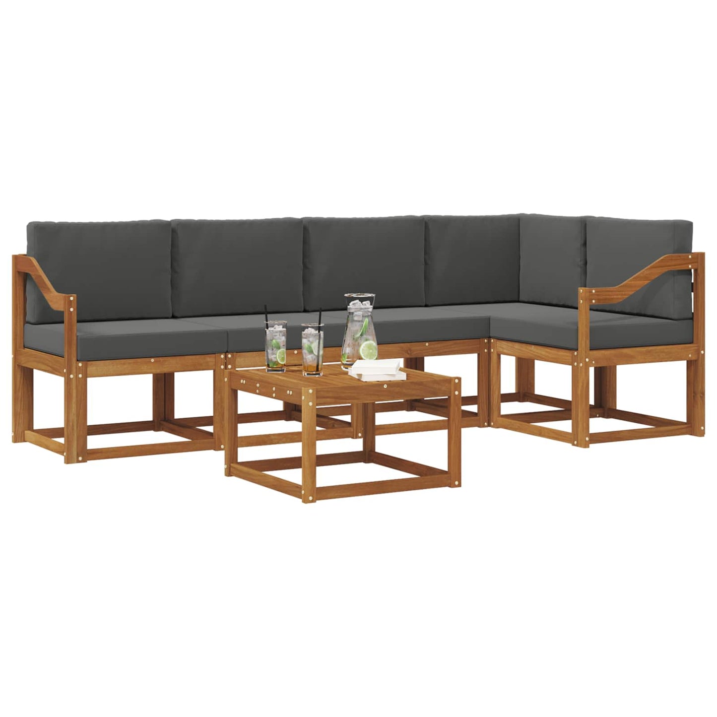 Outdoor-Sofagarnitur 6 stk. Natur und Anthrazit