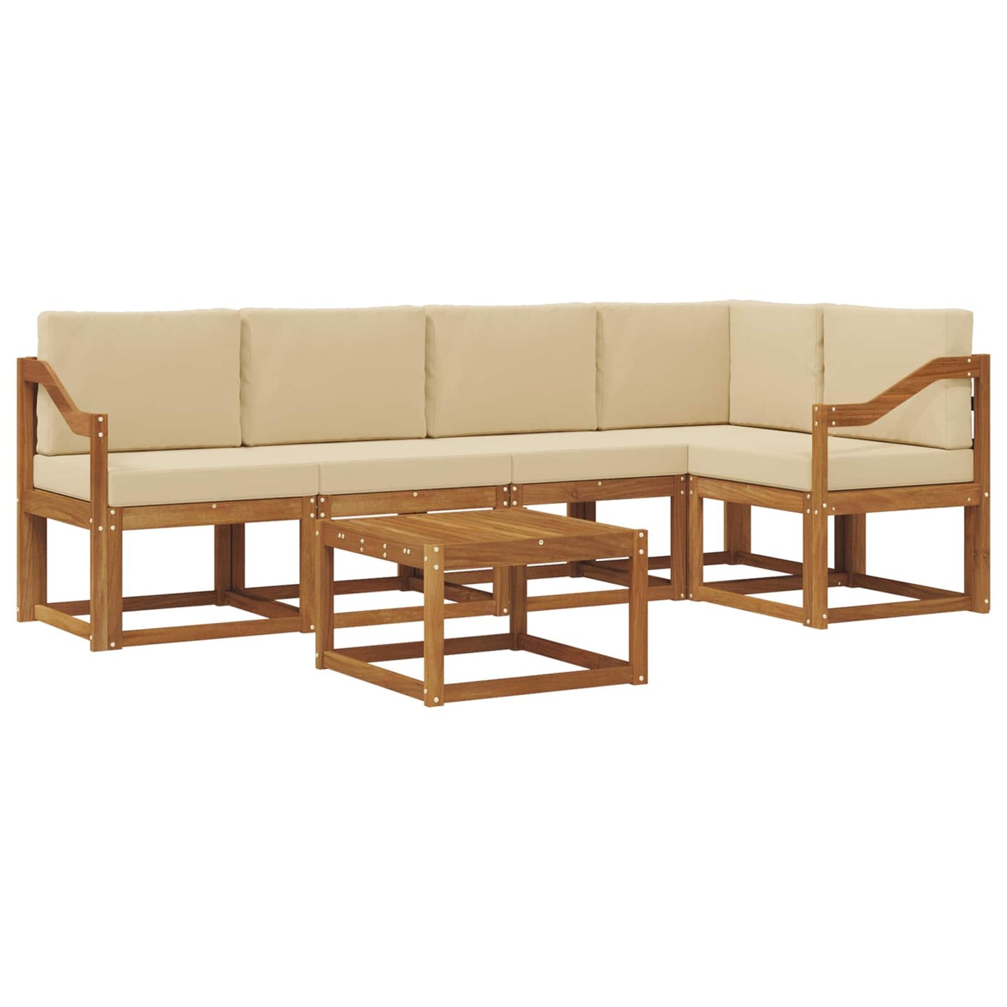 Outdoor-Sofagarnitur 6 stk. Natur und Beige