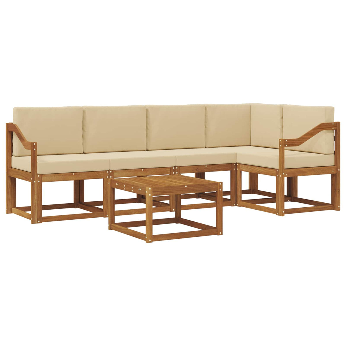 Outdoor-Sofagarnitur 6 stk. Natur und Beige
