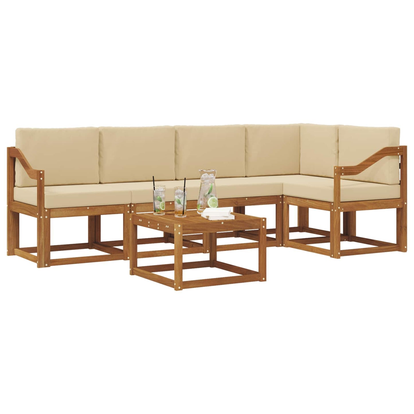 Outdoor-Sofagarnitur 6 stk. Natur und Beige