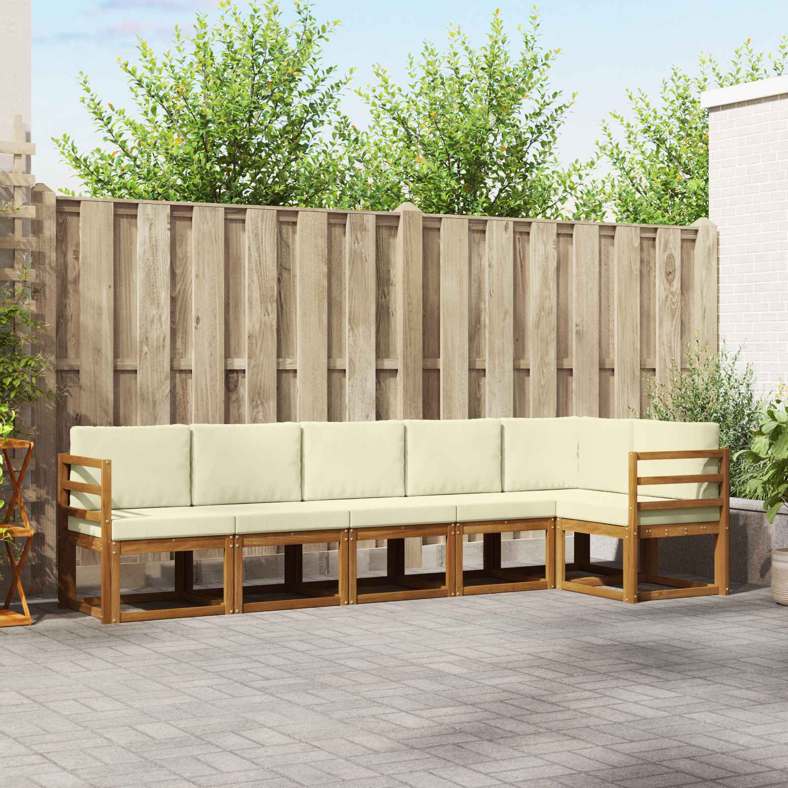 Outdoor-Sofagarnitur 6 stk. Natur und Creme