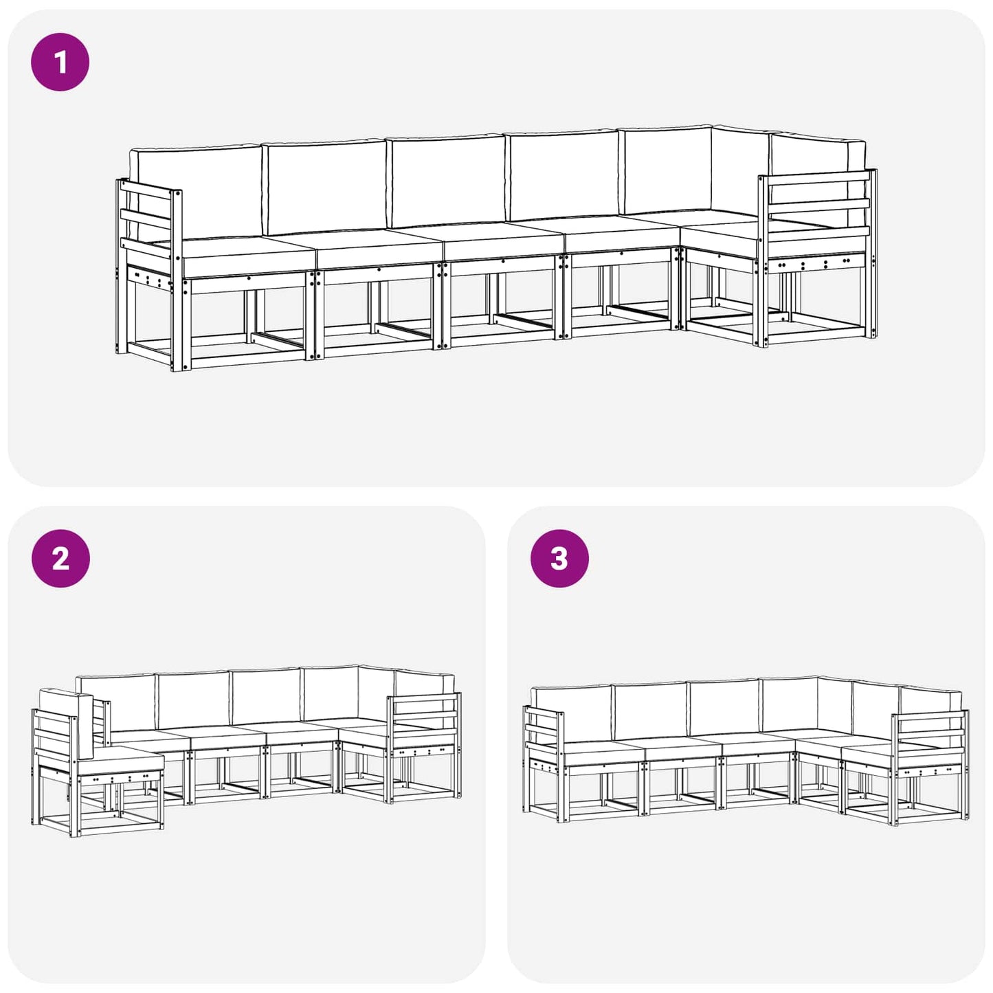 Outdoor-Sofagarnitur 6 stk. Natur und Anthrazit