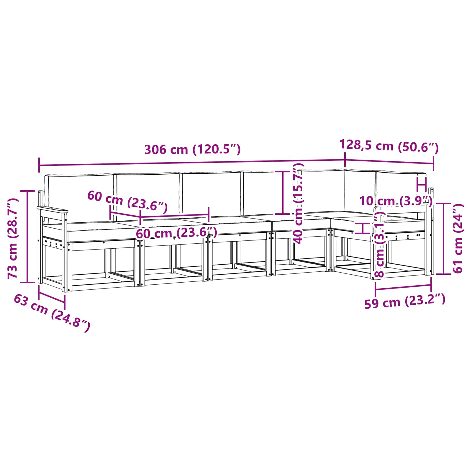 Outdoor-Sofagarnitur 6 stk. Natur und Anthrazit