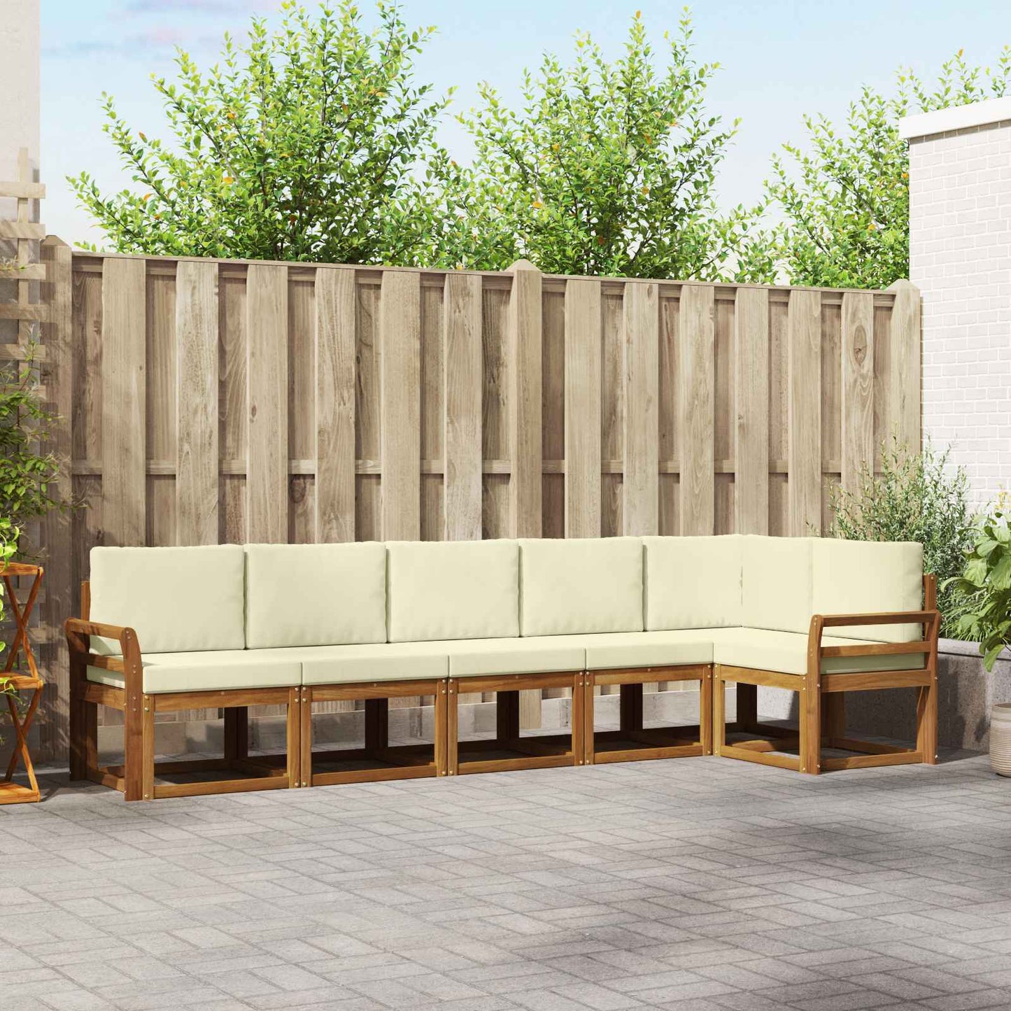 Outdoor-Sofagarnitur 6 stk. Natur und Creme