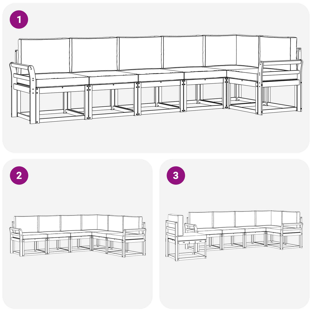 Outdoor-Sofagarnitur 6 stk. Natur und Creme