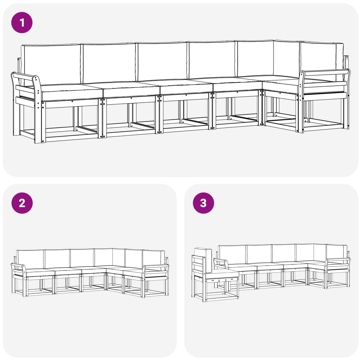 Outdoor-Sofagarnitur 6 stk. Natur und Creme