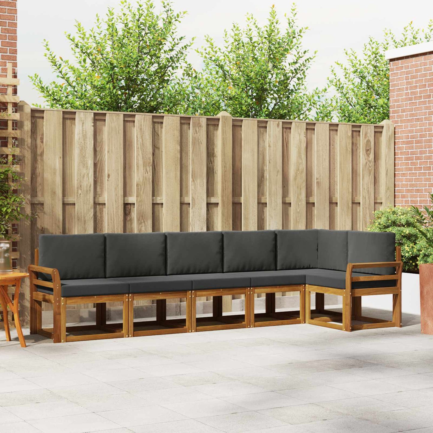 Outdoor-Sofagarnitur 6 stk. Natur und Anthrazit