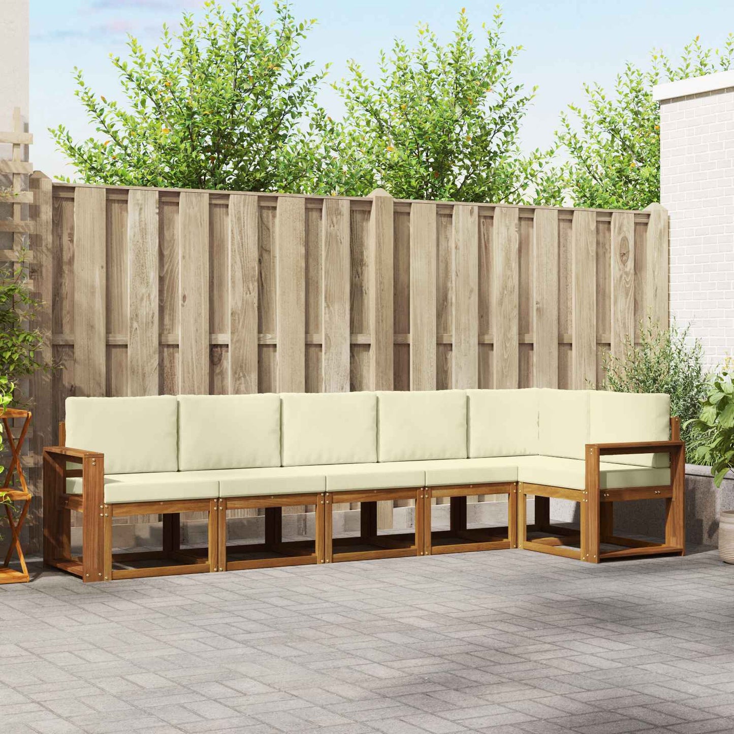 Outdoor-Sofagarnitur 6 stk. Natur und Creme