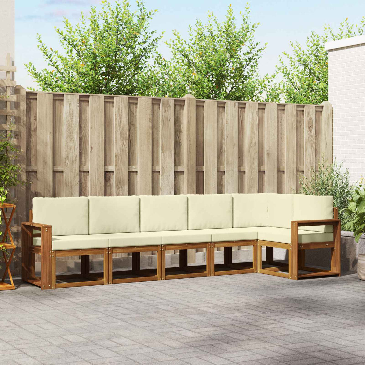 Outdoor-Sofagarnitur 6 stk. Natur und Creme