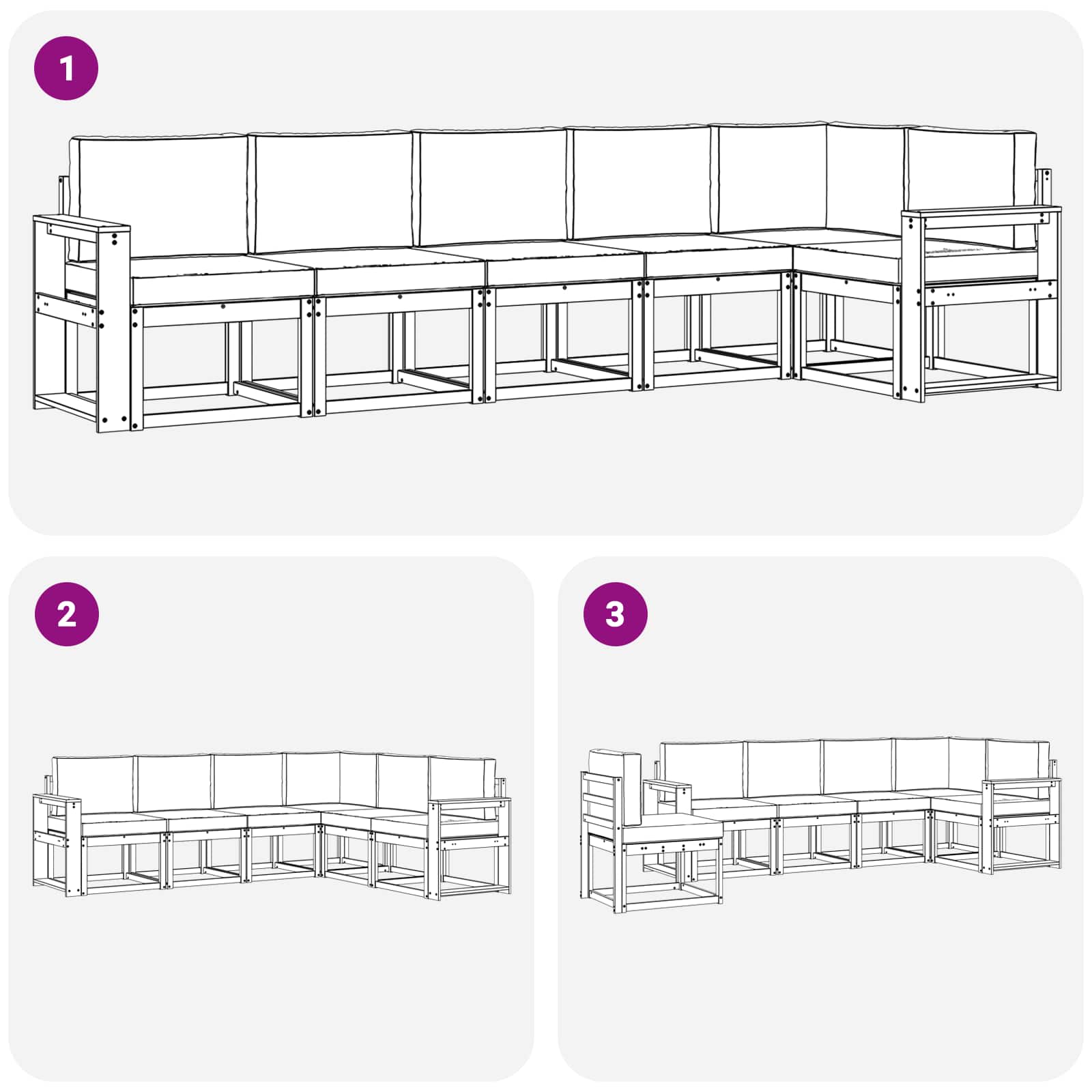Outdoor-Sofagarnitur 6 stk. Natur und Creme