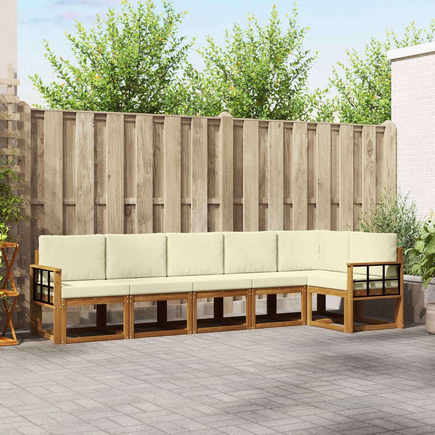 Outdoor-Sofagarnitur 6 stk. Natur und Creme