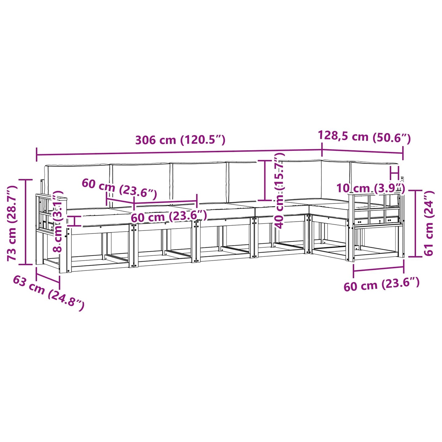Outdoor-Sofagarnitur 6 stk. Natur und Creme