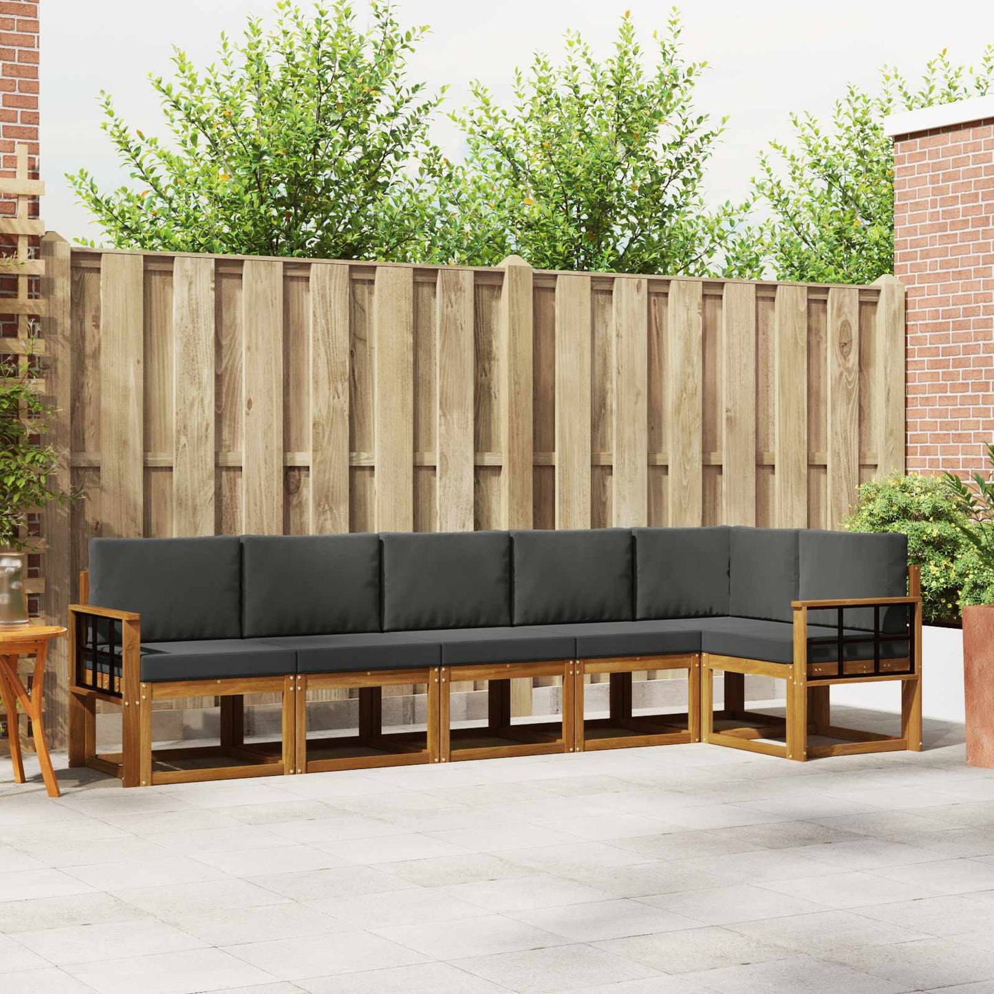 Outdoor-Sofagarnitur 6 stk. Natur und Anthrazit
