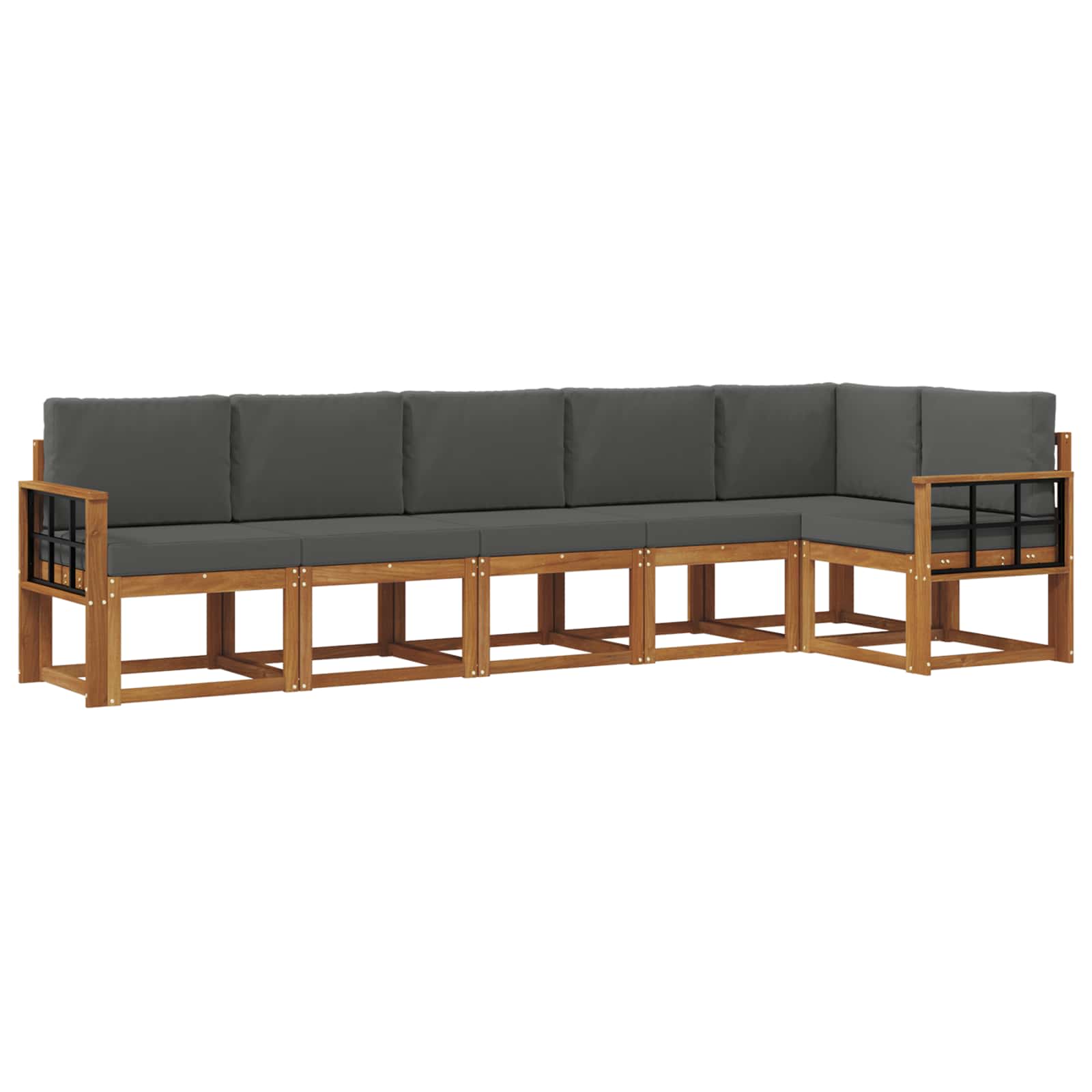 Outdoor-Sofagarnitur 6 stk. Natur und Anthrazit