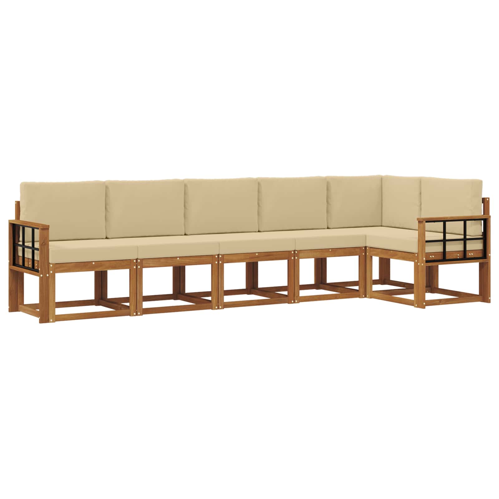 Outdoor-Sofagarnitur mit Kissen 6 pcs Natur und Beige