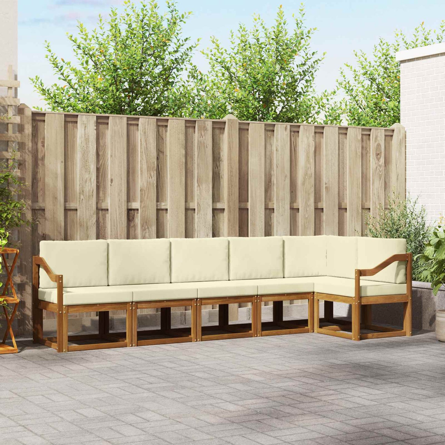 Outdoor-Sofagarnitur 6 stk. Natur und Creme
