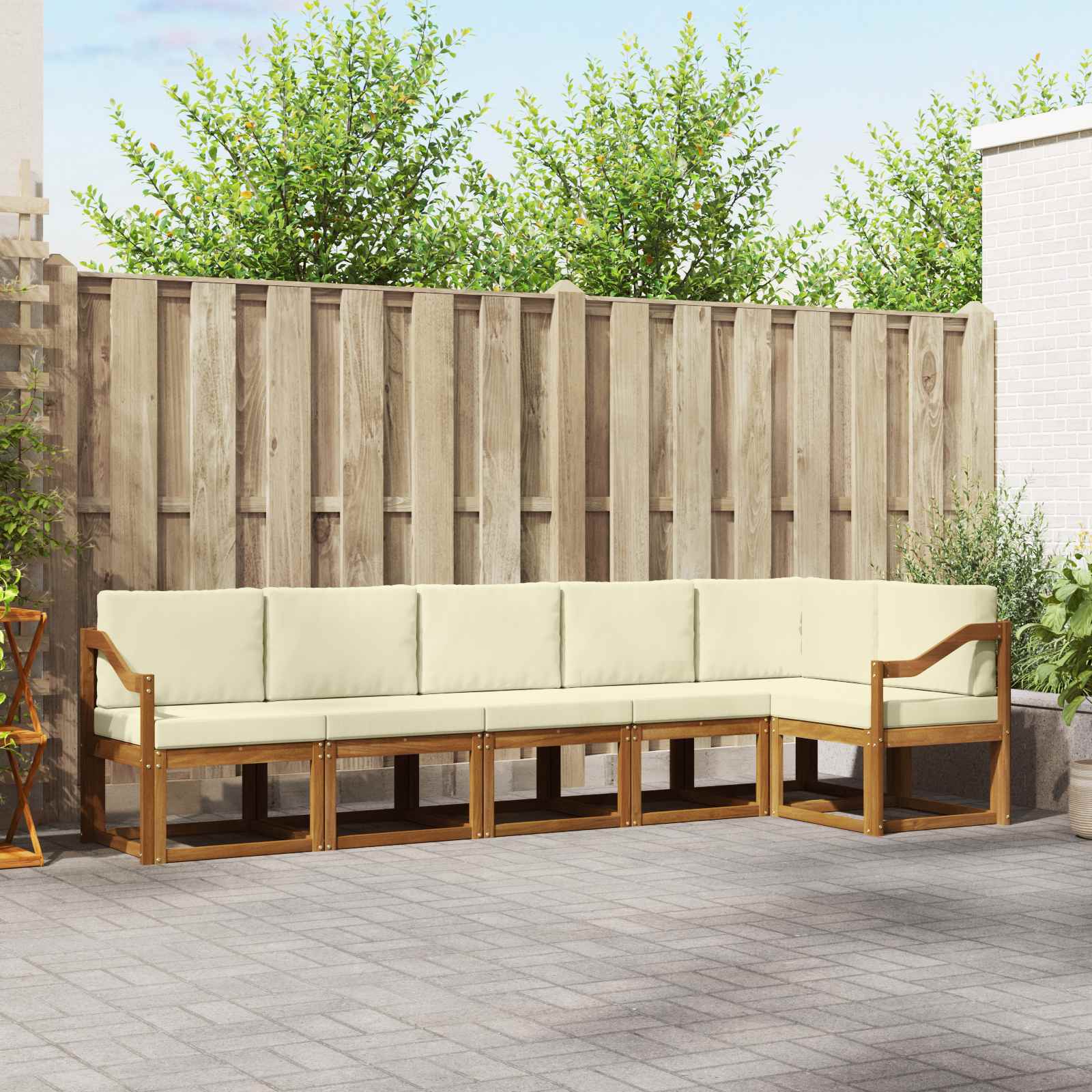 Outdoor-Sofagarnitur 6 stk. Natur und Creme