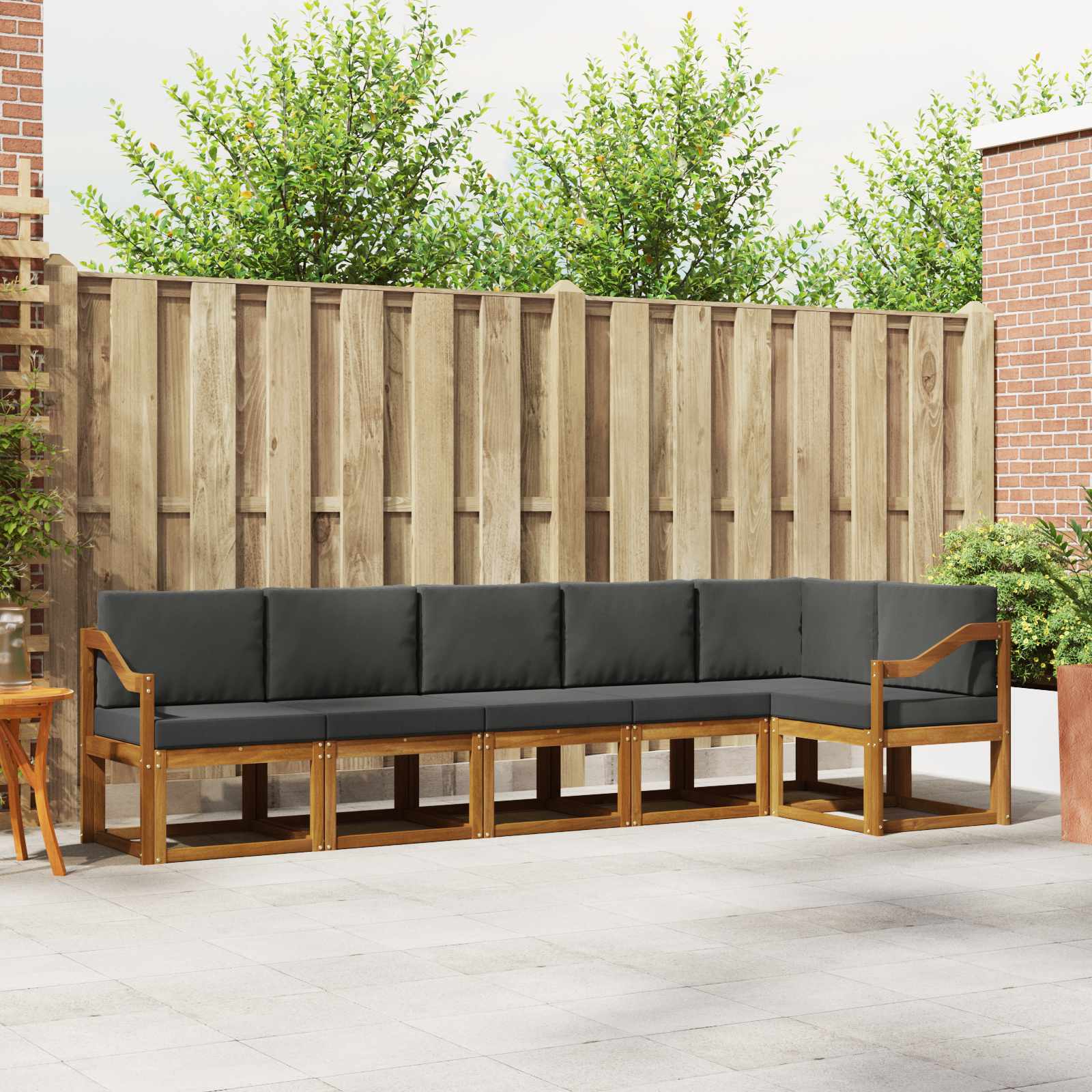 Outdoor-Sofagarnitur 6 stk. Natur und Anthrazit