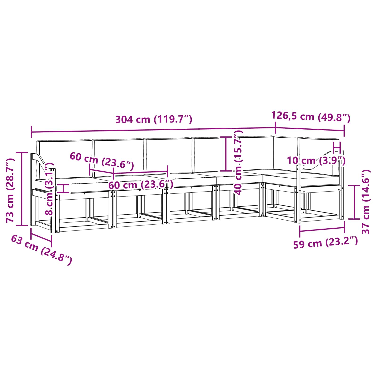 Outdoor-Sofagarnitur 6 stk. Natur und Anthrazit
