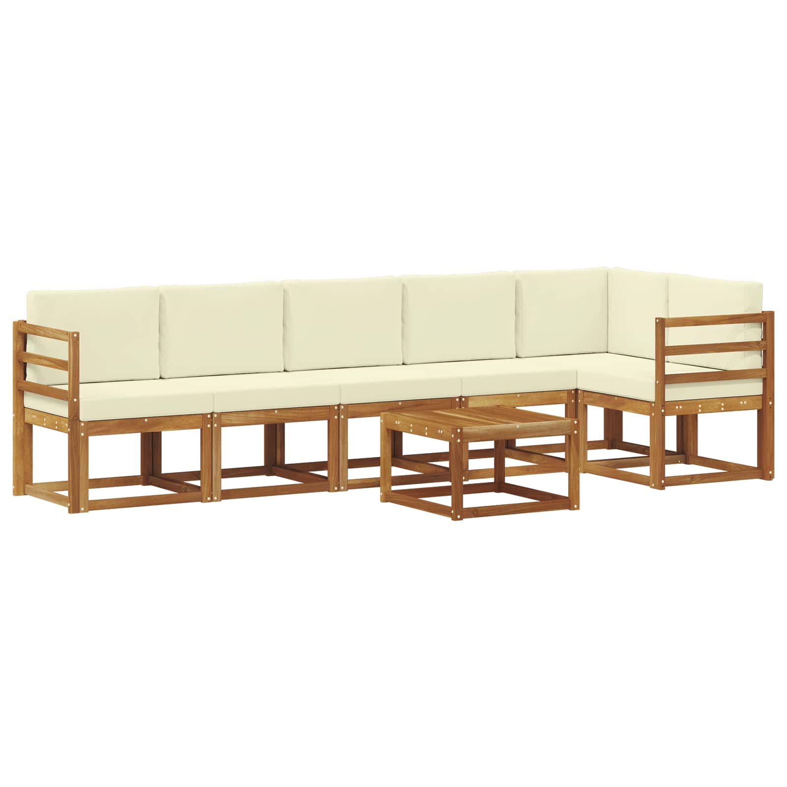 Outdoor-Sofagarnitur 7 stk. Natur und Creme