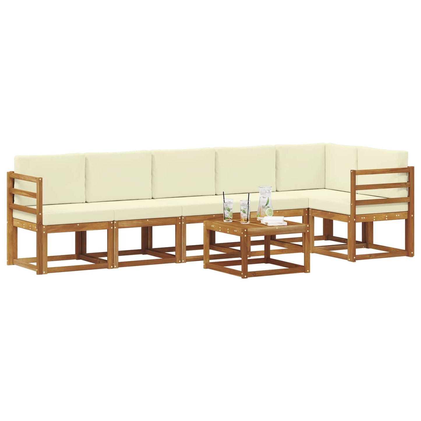 Outdoor-Sofagarnitur 7 stk. Natur und Creme