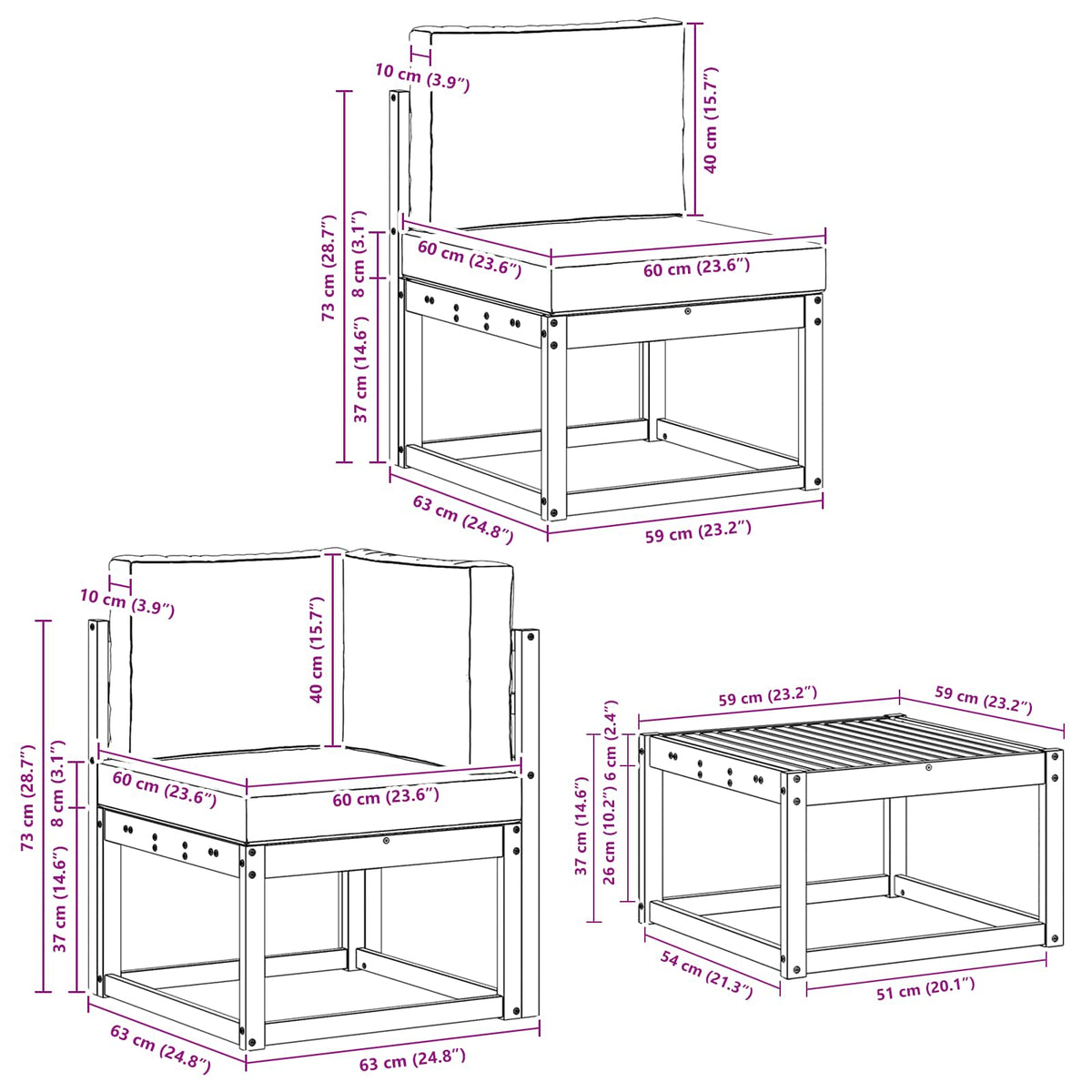 Outdoor-Sofagarnitur 7 stk. Natur und Creme