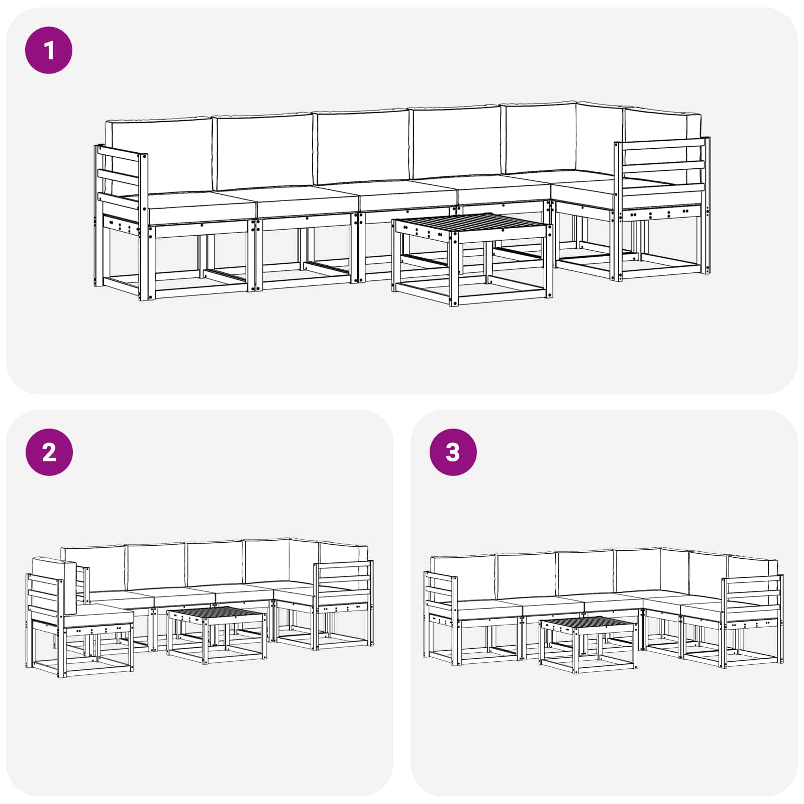 Outdoor-Sofagarnitur 7 stk. Natur und Creme