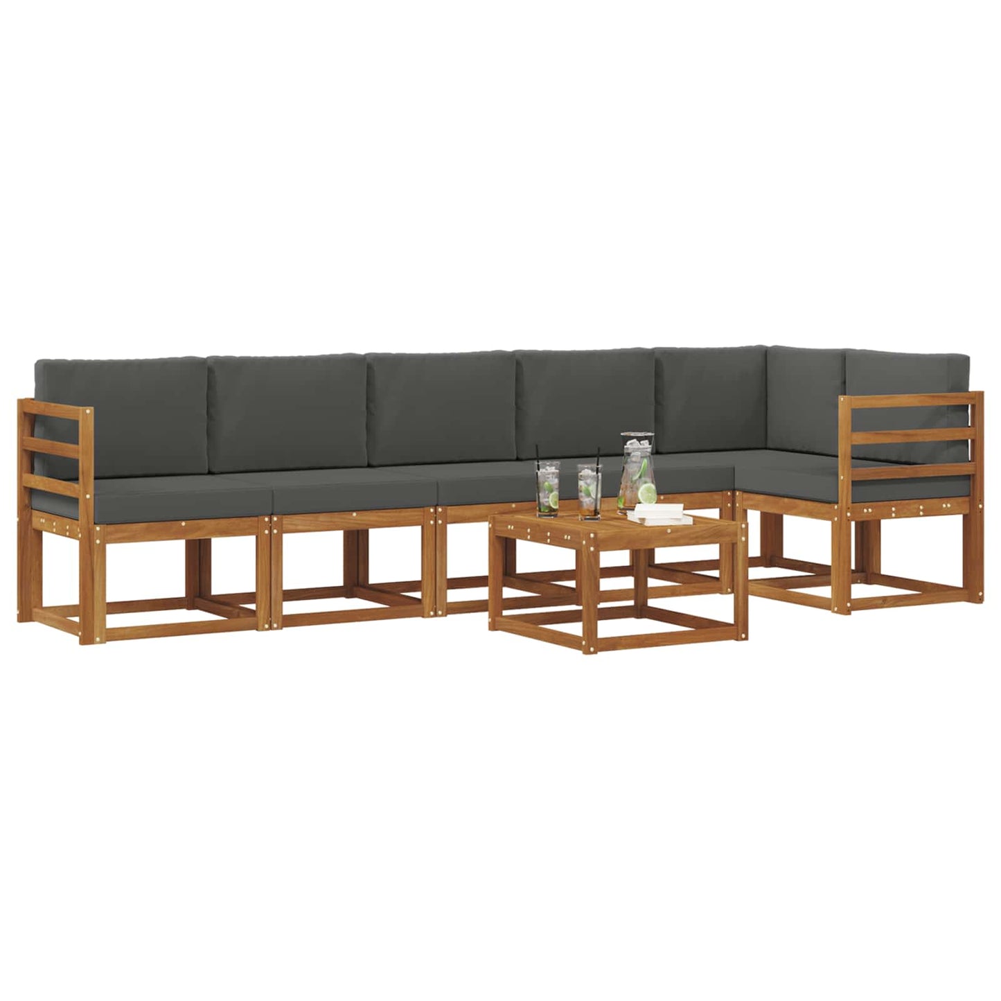 Outdoor-Sofagarnitur 7 stk. Natur und Anthrazit