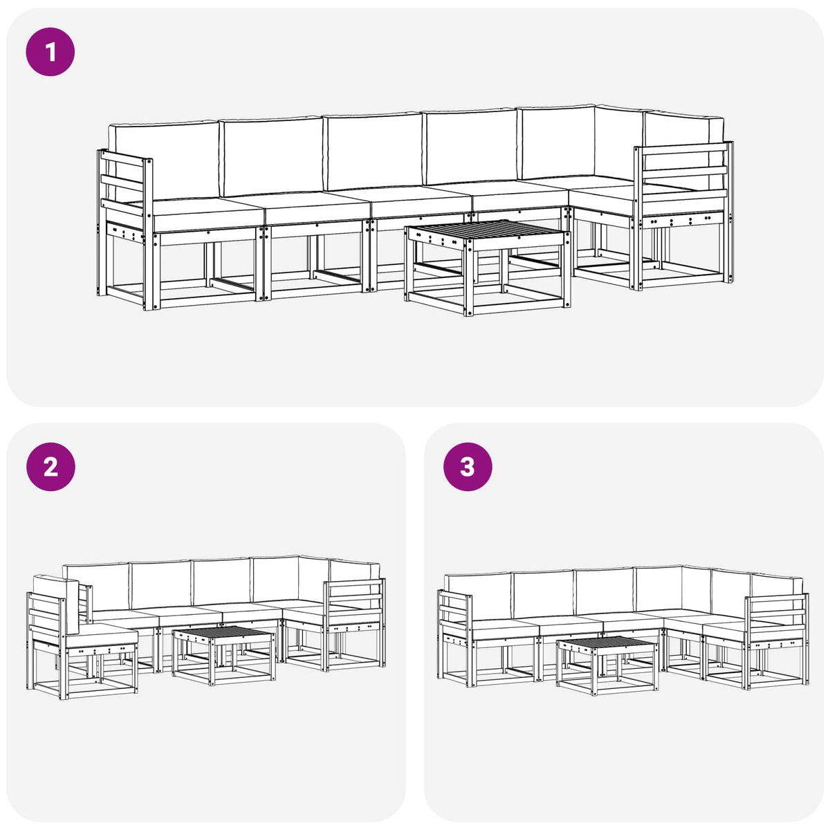 Outdoor-Sofagarnitur 7 stk. Natur und Anthrazit