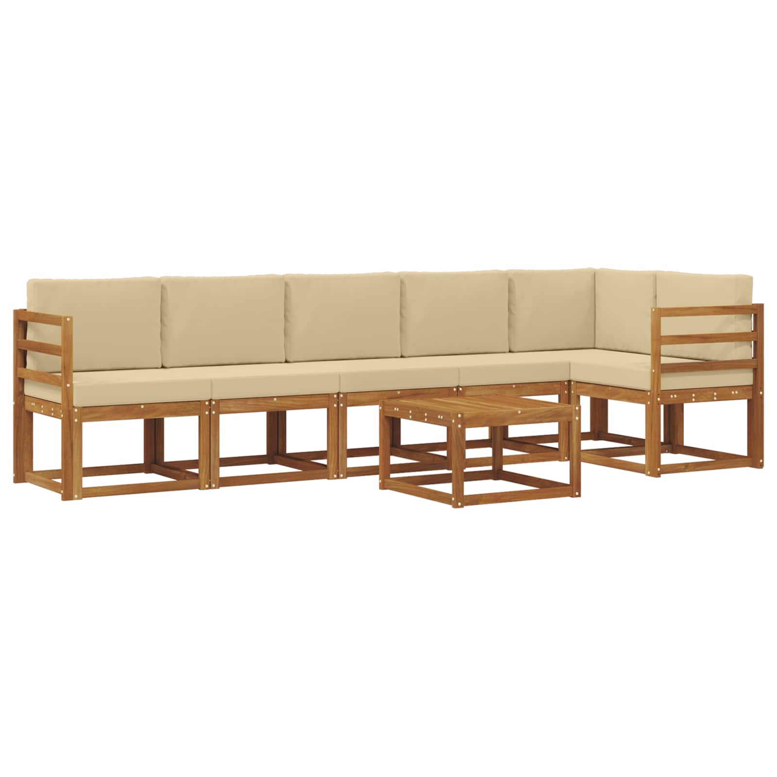 Outdoor-Sofagarnitur mit Kissen 7 pcs Natur und Beige