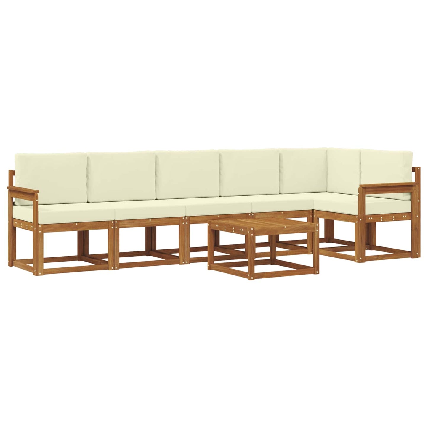 Outdoor-Sofagarnitur 7 stk. Natur und Creme