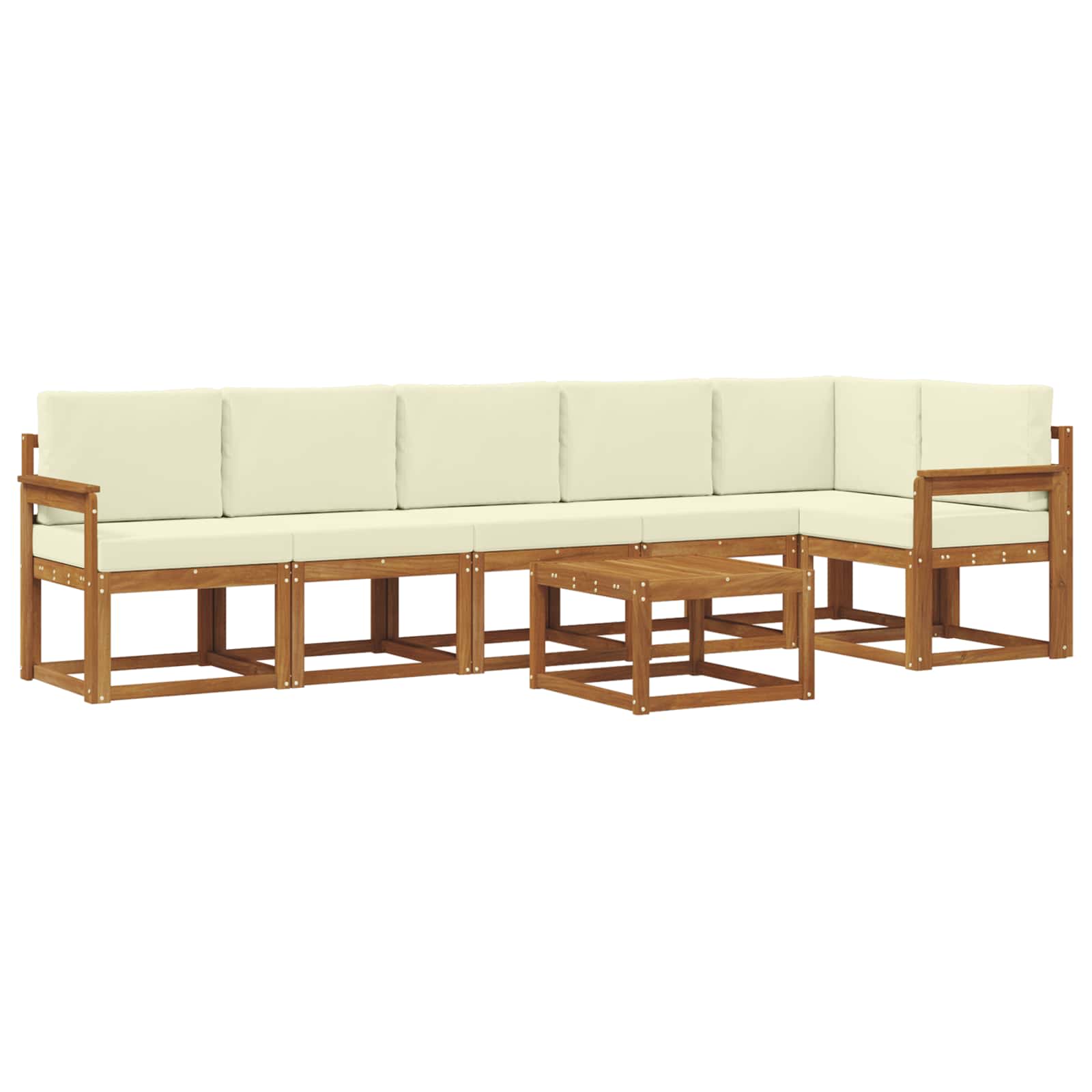 Outdoor-Sofagarnitur 7 stk. Natur und Creme