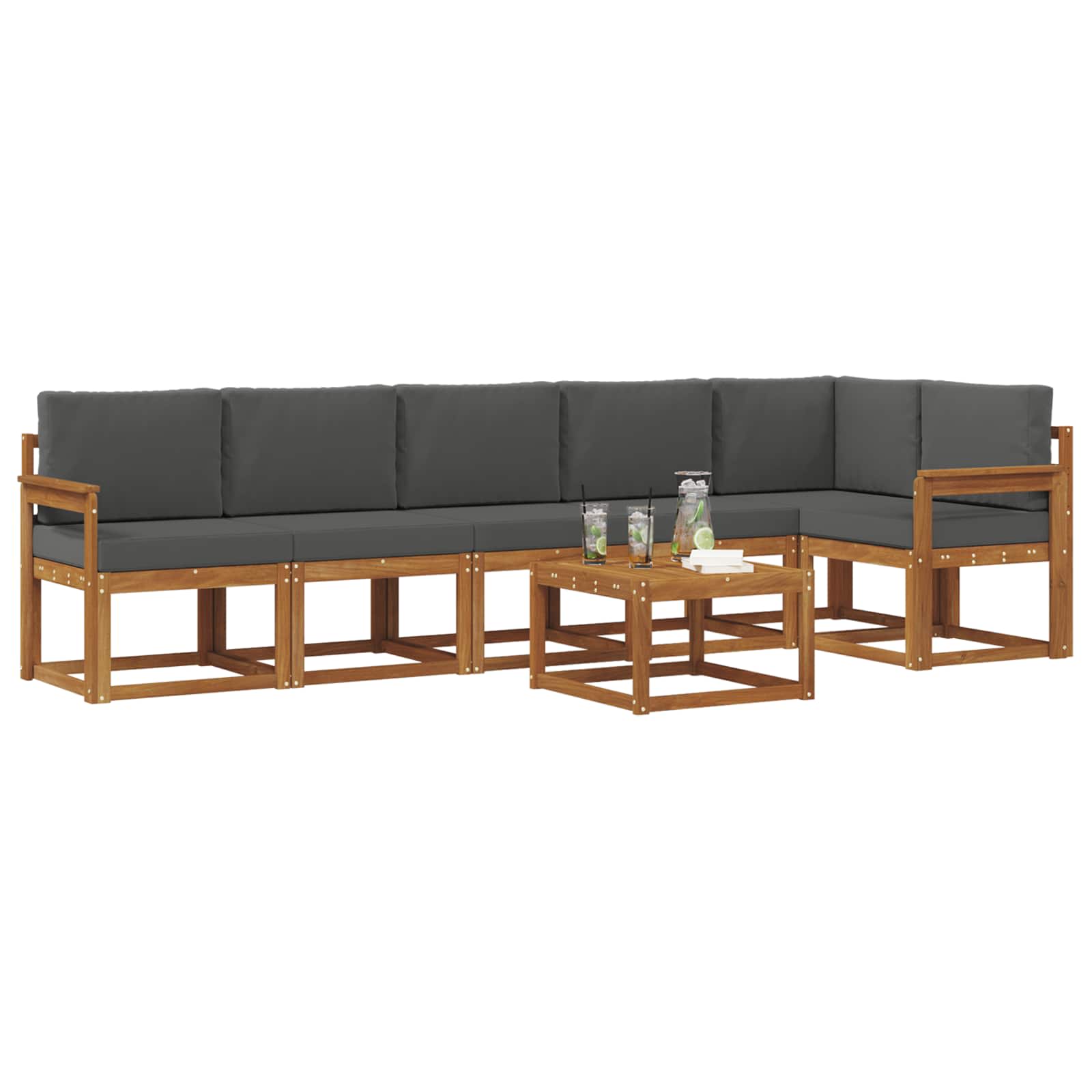 Outdoor-Sofagarnitur 7 stk. Natur und Anthrazit