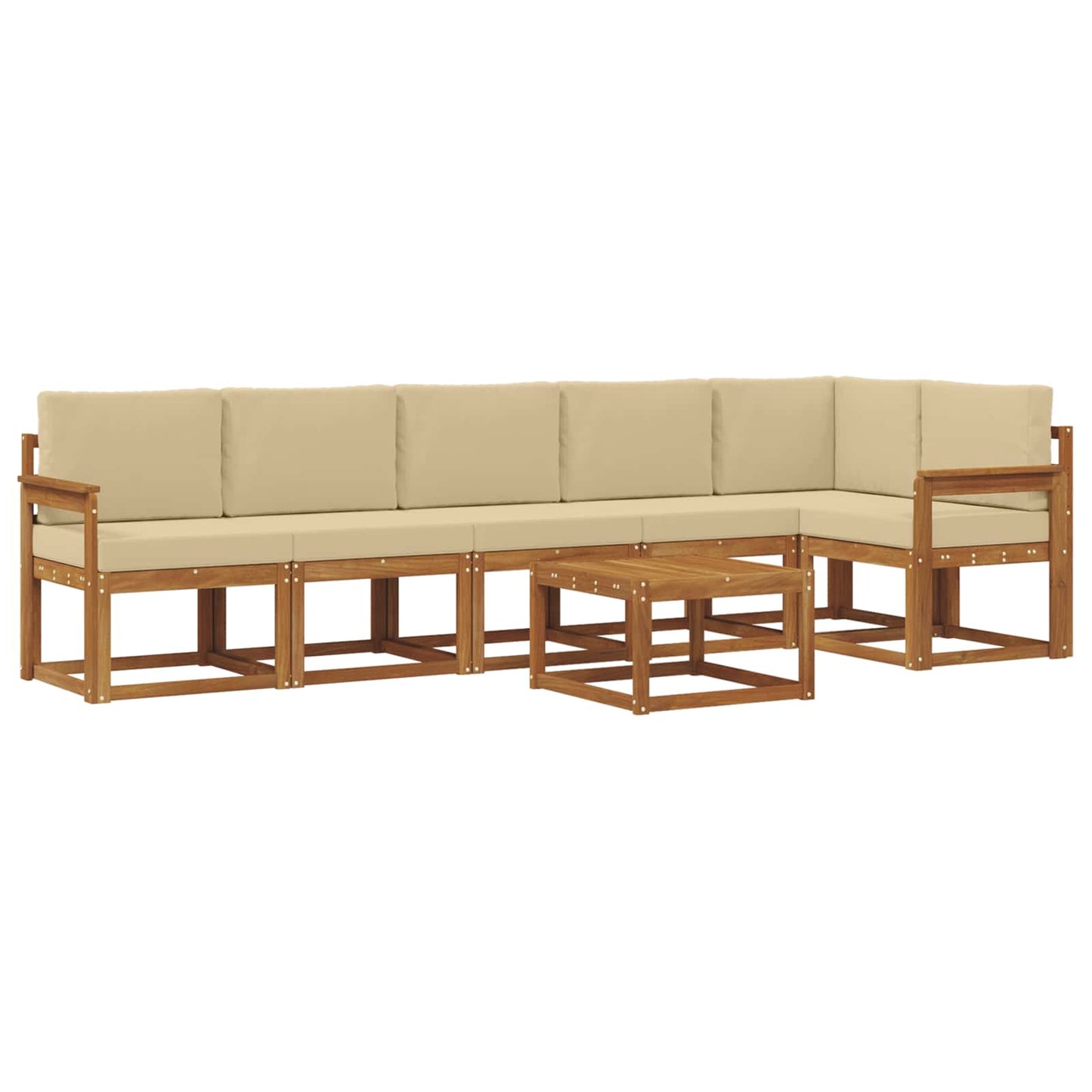 Outdoor-Sofagarnitur mit Kissen 7 pcs Natur und Beige