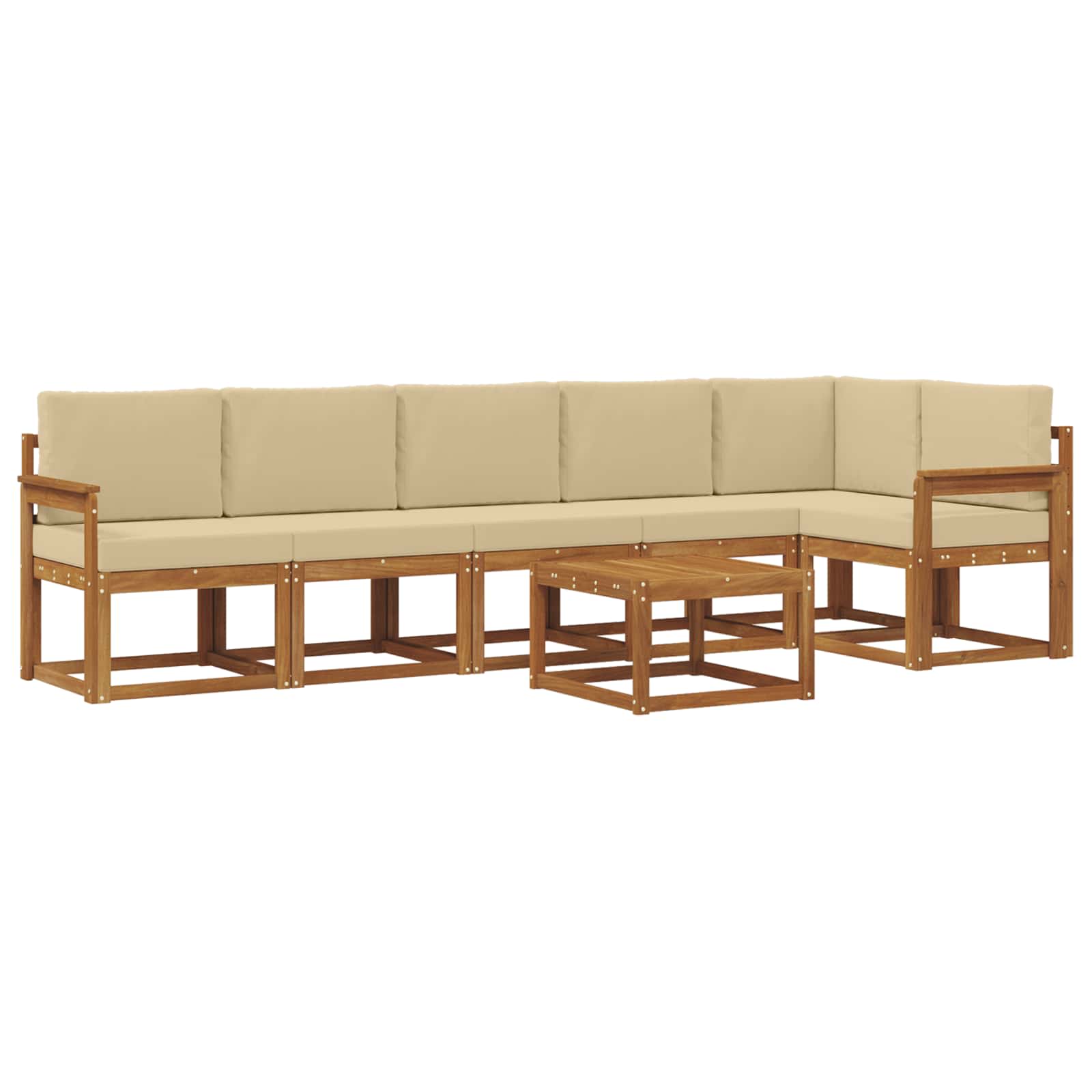 Outdoor-Sofagarnitur mit Kissen 7 pcs Natur und Beige