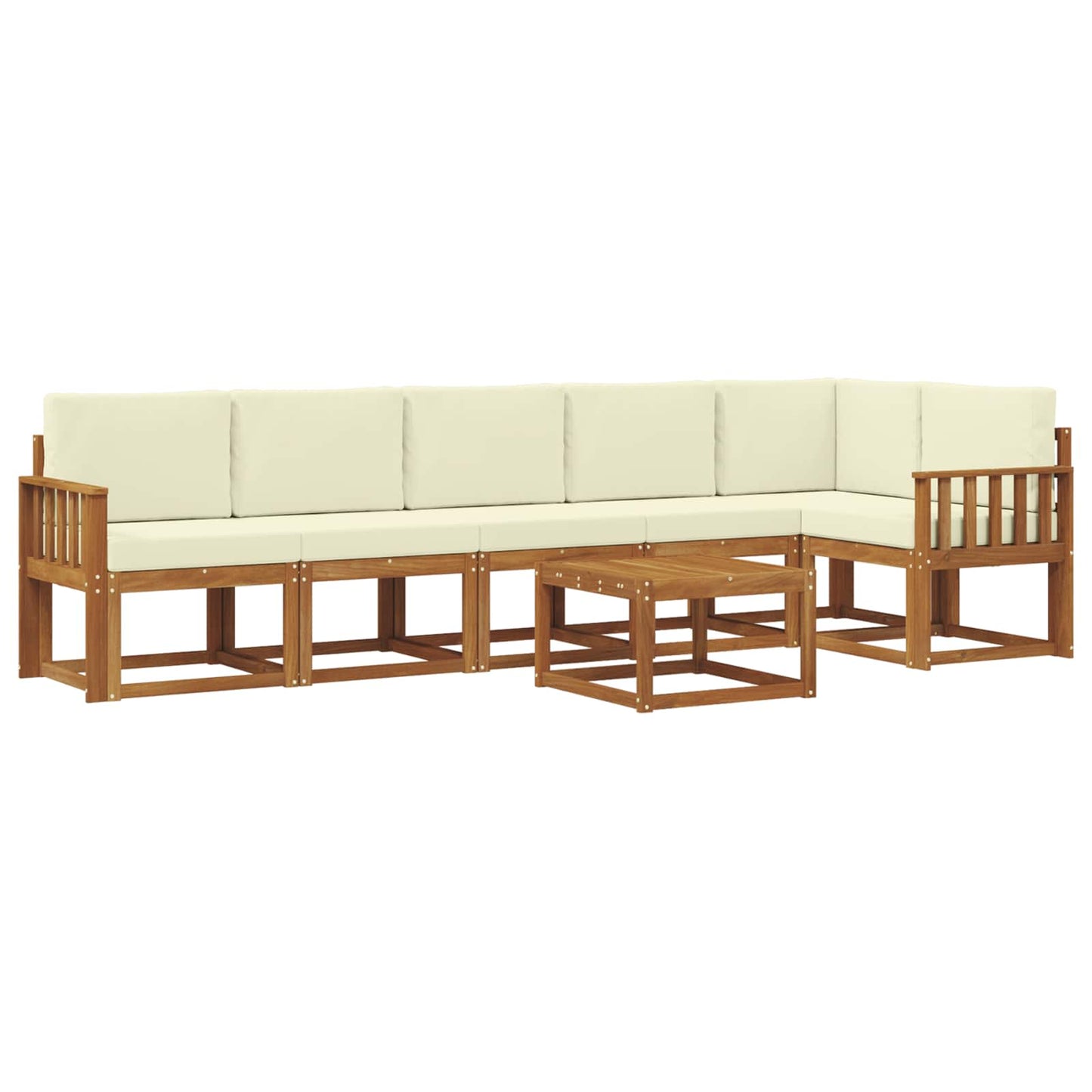 Outdoor-Sofagarnitur 7 stk. Natur und Creme