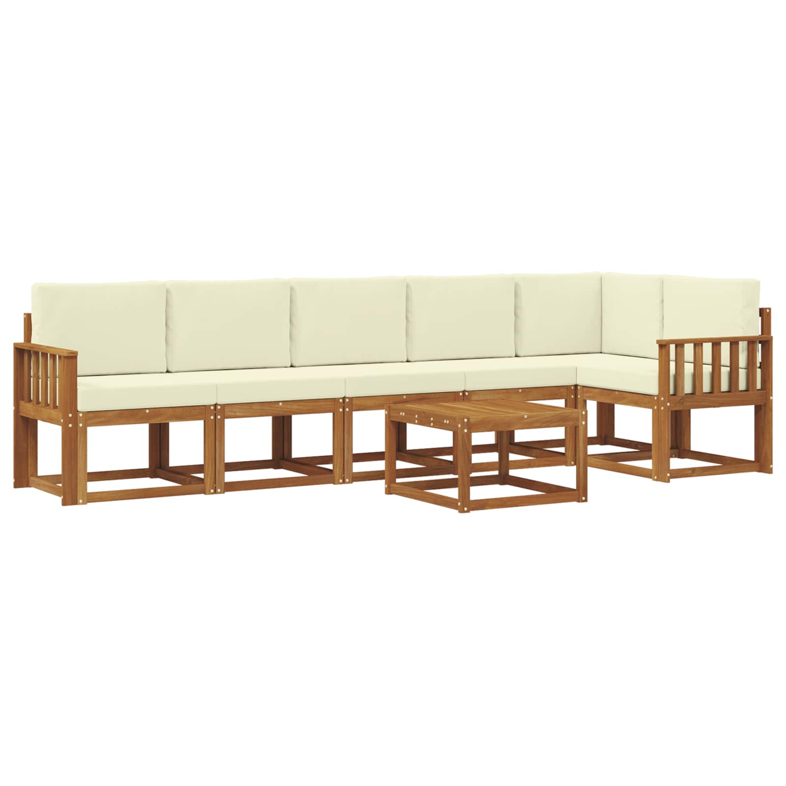 Outdoor-Sofagarnitur 7 stk. Natur und Creme