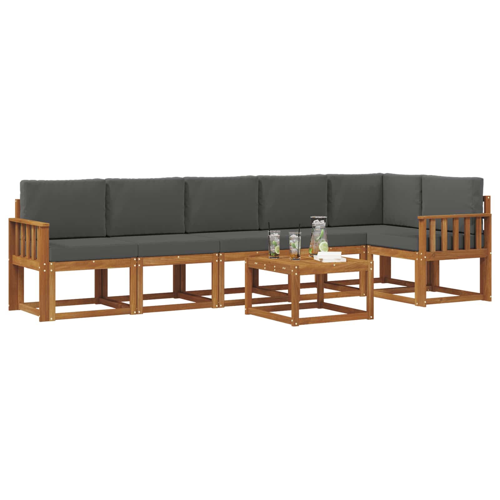 Outdoor-Sofagarnitur 7 stk. Natur und Anthrazit