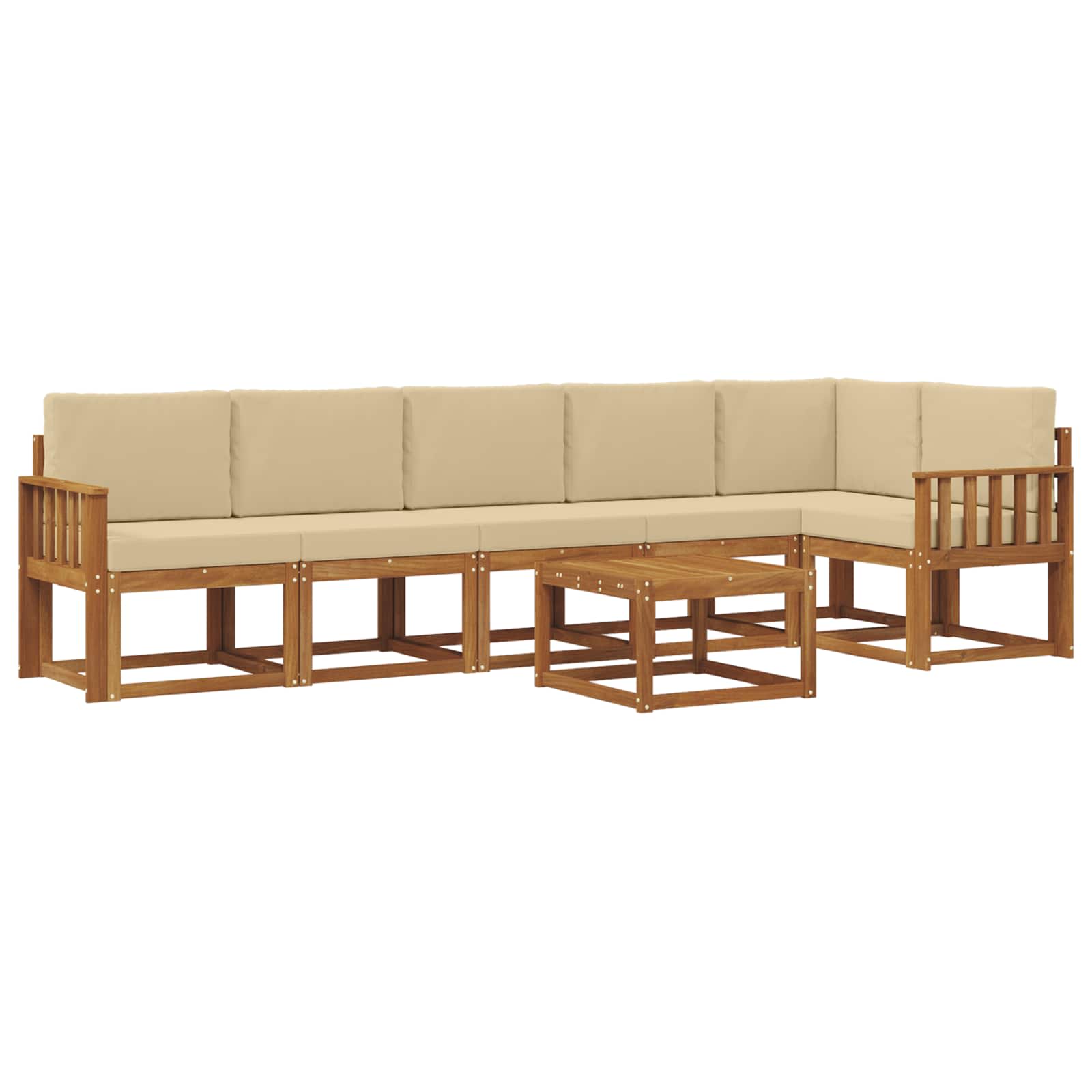 Outdoor-Sofagarnitur mit Kissen 7 pcs Natur und Beige