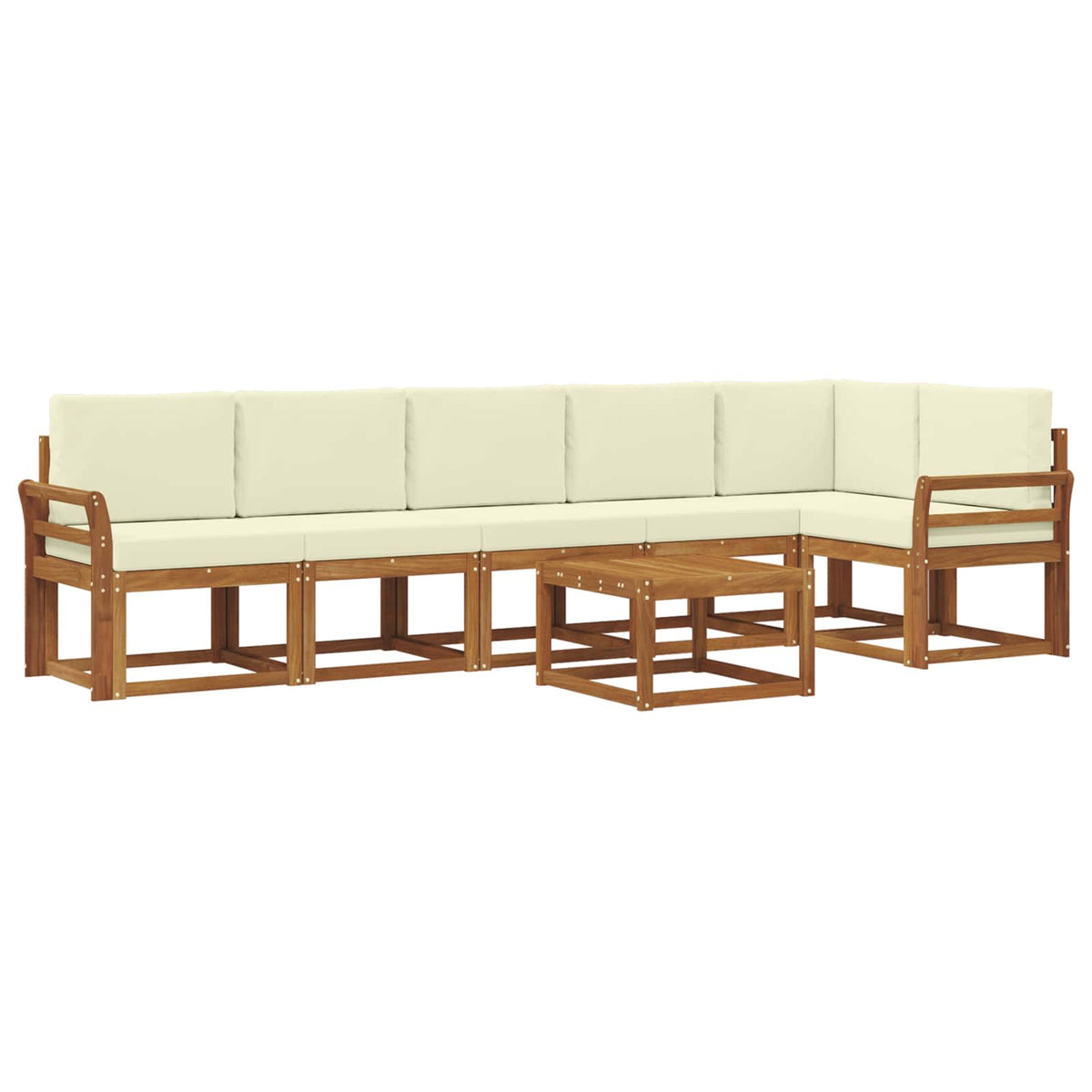 Outdoor-Sofagarnitur 7 stk. Natur und Creme
