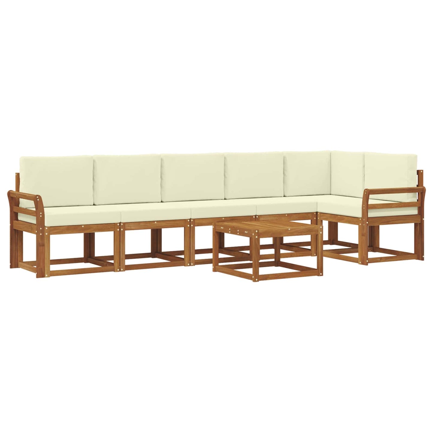 Outdoor-Sofagarnitur 7 stk. Natur und Creme