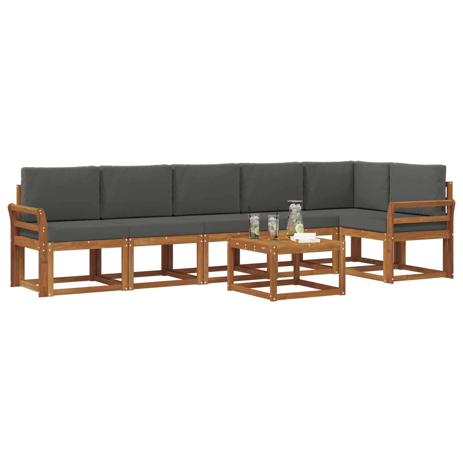 Outdoor-Sofagarnitur 7 stk. Natur und Anthrazit